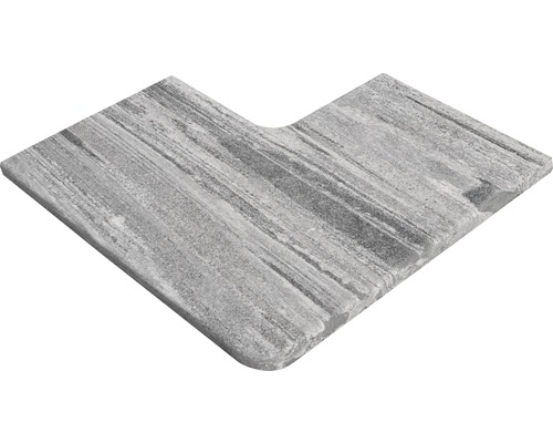 Bordure de piscine FLAIRSTONE gneiss gris arctique pièce d'angle intérieur et extérieur arrondis 60x35 / 60x35 x 3 cm