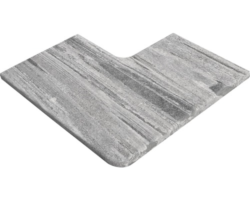 FLAIRSTONE Poolumrandung Arctic Gneis grau Eckstück innen und außen gerundet 60x35 / 60x35 x 3 cm