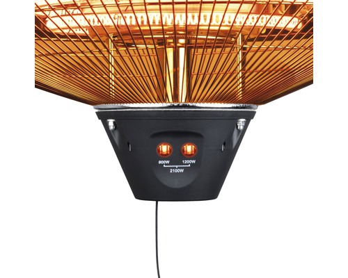 Nahaufnahme eines Heizstrahlers mit verschiedenen Leistungsstufen