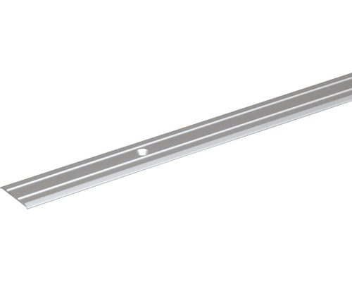 Übergangsprofil Alu silber eloxiert 25x1,8 mm, 0,9 m Aluminium Übergangsprofil mit Befestigungsloch