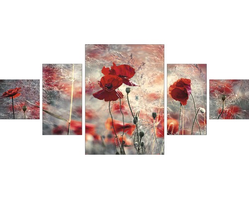 Tableau sur toile Red Flowers kit de 5