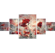 Image murale en plusieurs parties avec motif de coquelicots