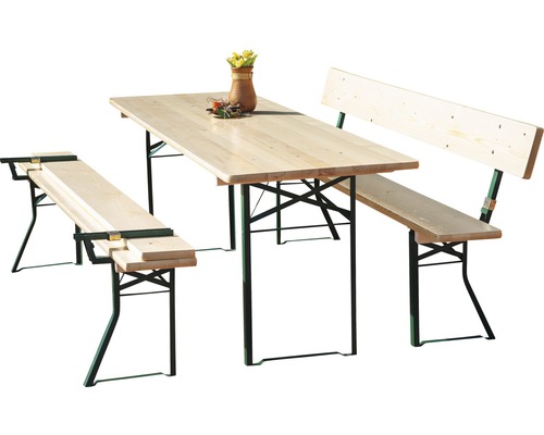 Ensemble de tables pliantes & bancs pliants 10 places comprenant table,2 bancs bois métal bois beige
