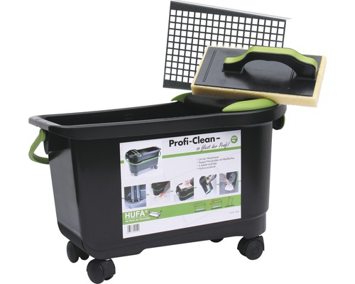 Kit de nettoyage pour carrelage ProfiClean Hufa Spezial 9449 avec seau de lavage, taloche à nettoyer et tamis de fond