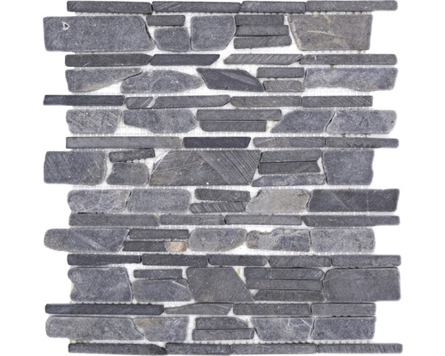 Mosaïque en pierre naturelle Brick210 uni Neromarquina 30.5x30.5 cm Carreau de mosaïque en pierre naturelle