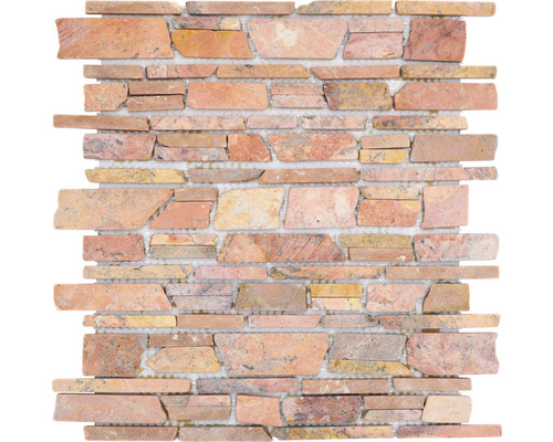 Mosaïque en pierre naturelle Brick220 uni Rossoverona 30.5x30.5 cm