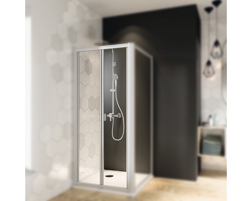 Porte pliante Breuer Fara 4 90 cm verre transparent profilé couleur argent mat