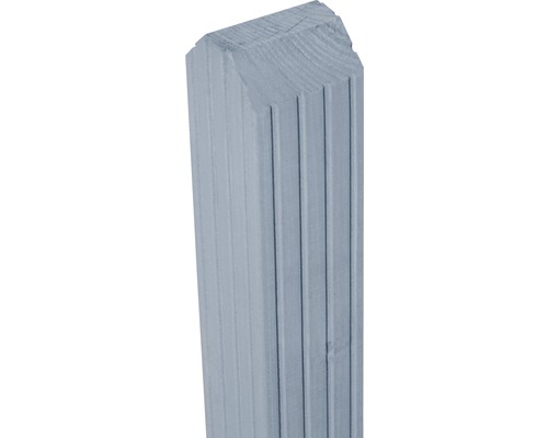 Poteau Konsta strié tête trapézoïdale 7 x 7 x 90 cm gris clair Poteau en bois avec surface rainurée
