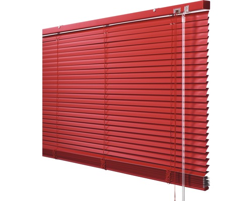 Store vénitien en alu Soluna DIM-OUT 160x170 cm rouge, avec 20 % de lamelles supplémentaires pour un meilleur obscurcissement