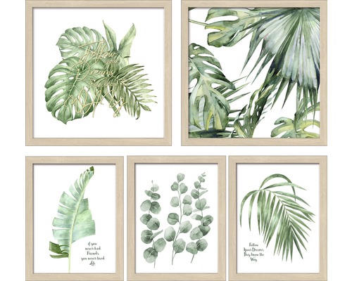 Tableau encadré Green Plant Collage set de 5
