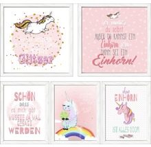 Gerahmtes Bild Moon-Slogan 5er-Set 57x47 cm