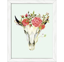 Image encadrée d''un crâne avec des fleurs