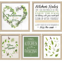 Gerahmtes Bild Green Kitchen 5er-Set 57x47 cm