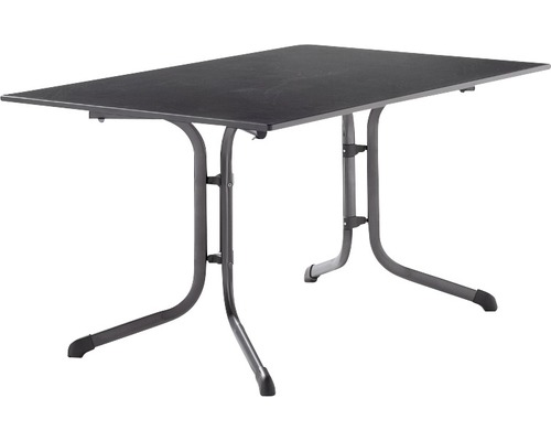 Gartentisch Sieger Vivodur klappbar3170-55 140 x 90 cm Gestell aus Stahl in eisengrau, Gartentischplatte aus vivodur® in anthrazit Klapptisch mit rechteckiger Tischplatte und Metallgestell