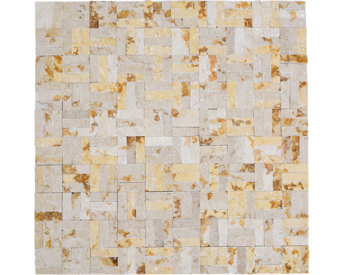 Mosaïque en pierre naturelle Parquet Splitface sunny beige 30x30 cm Mosaïque en pierre naturelle