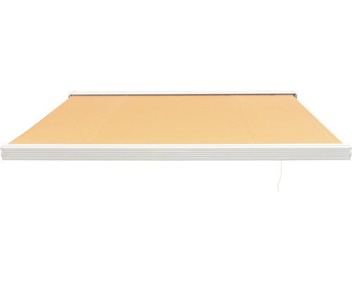 Ausgefahrene Gelenkarmmarkise mit Seilzug