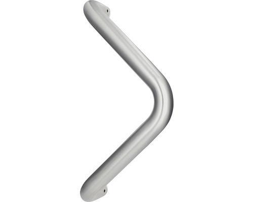 Tirant de porte Capri acier inoxydable/satiné Ø 32 mm L 382 mm pour portes d’entrée Poignée coudée en métal à monter sur les murs