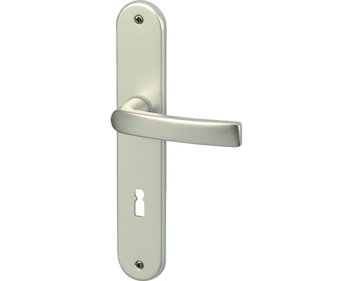 Poignée sur plaque longue Vanda alu F1 anodisé BB pour portes intérieures Poignée de porte avec plaque longue et trou de serrure