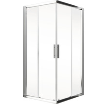 Douche accès d'angle avec porte coulissante Schulte ExpressPlus Kristall/Trend 75x90 cm verre transparent couleur du profilé chrome-thumb-1