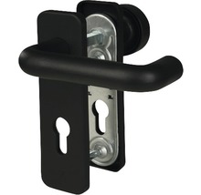 Poignée de protection anti-incendie noir cylindre profilé avec bouton + poignée pour portes d’appartement gauche/droite-thumb-0