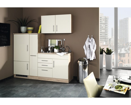 Held Möbel Singleküche mit Geräten Toronto 190 cm Frontfarbe creme Matt  Korpusfarbe sonoma eiche - HORNBACH Luxemburg