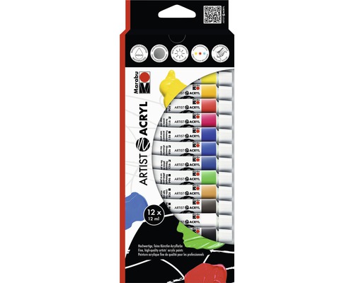 Peinture acrylique Marabu Artist Set 12x 12ml Peinture acrylique Marabu Artist Set 12x 12ml
