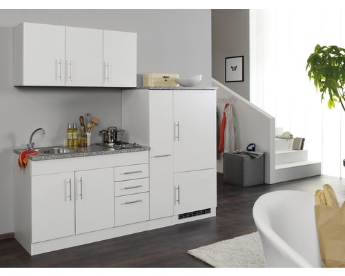 Held Möbel Küchenzeile mit Geräten Toronto 210 cm Frontfarbe weiß matt Korpusfarbe weiß zerlegt