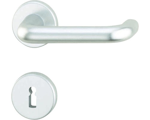 Poignée sur rosace Claudia alu F1 anodisé BB pour portes intérieures Poignée de porte en métal avec rosette de clé