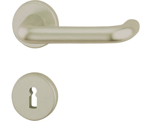Poignée sur rosace Claudia alu F9 anodisé BB pour portes intérieures Garniture de poignée de porte avec rosette de clé