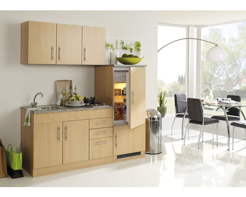 Held Möbel Singleküche mit Geräten Toronto 180 cm buche matt zerlegt