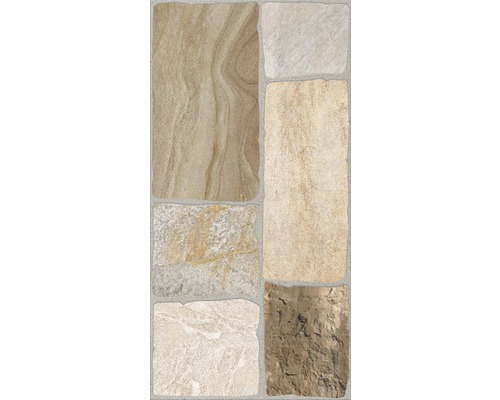 Carrelage sol et mur en grès-cérame fin Leo 30 x 60 x 0,8 cm beige