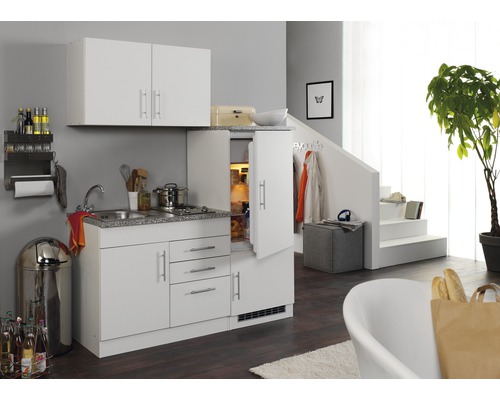 Held Möbel Singleküche mit Geräten Toronto 160 cm Frontfarbe weiß matt Korpusfarbe weiß zerlegt