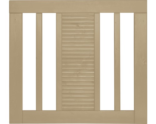 Portail à un vantail Konsta Fenris sans fraise de serrure 90 x 90 cm naturel Panneau de clôture de jardin en bois avec des lamelles horizontales au milieu