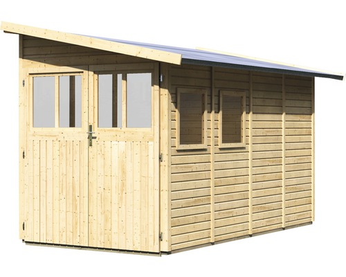 Holzgartenhaus mit Doppeltür und Fenstern