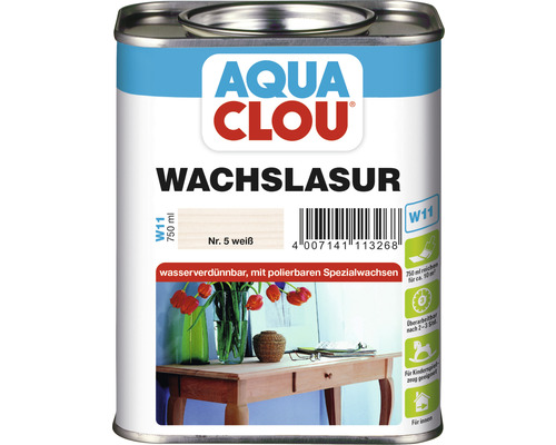Lasure à la cire AquaClou W 11 blanc 750 ml