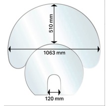Technische Zeichnung einer Duschwand mit den Maßen 510 mm, 1063 mm und 120 mm.