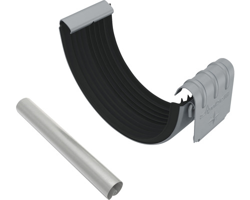 Kit connecteur de conduit et de bordure Zambelli anthracite pour taille de gouttière 280 mm Kit de nettoyage de gouttière avec gouttière, support et tige de nettoyage
