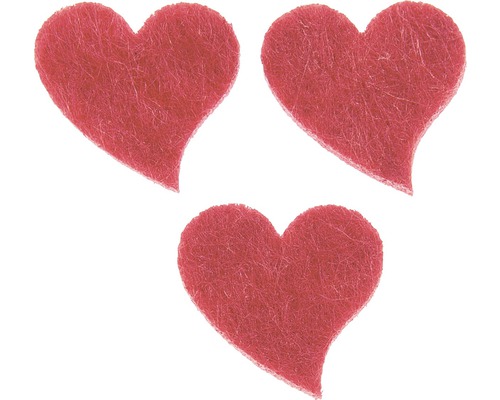 Cœurs en feutrine galbés rouge 19 mm 12 pièces