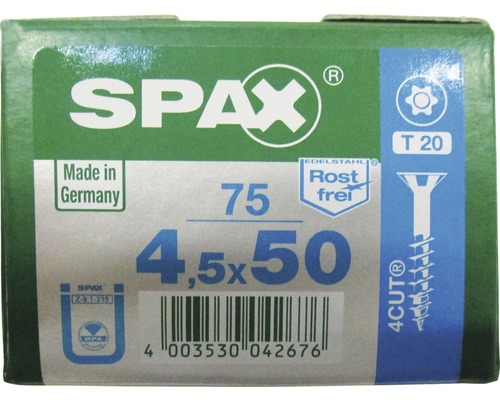 Verpackung Spax Schrauben 4,5x50 Millimeter, 75 Stück