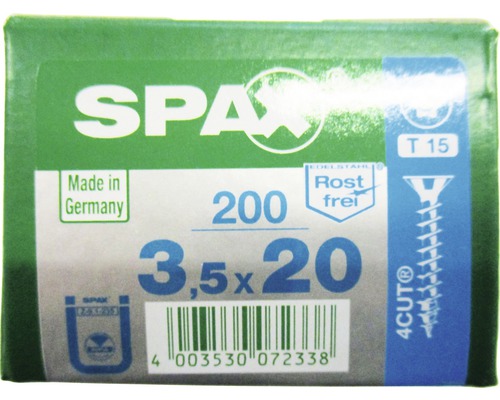 Paquet de vis Spax avec 200 vis, dimension 3,5x20