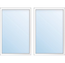 Fenêtre en plastique 2 vantaux avec montant vertical verre de sécurité trempé ARON Basic blanc 1300x1450 mm-thumb-0