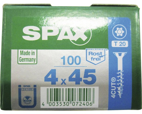 Verpackung Spax Schrauben 4 x 45 Millimeter