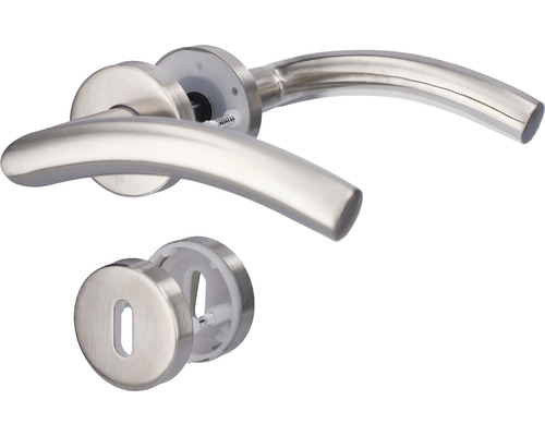 Poignée sur rosace Fair III acier inoxydable/satiné BB pour portes intérieures Garniture de poignée de porte en acier inoxydable