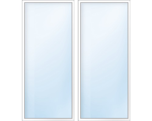 Porte de balcon 2 vantaux avec montant vertical verre de sécurité trempé ARON Basic blanc 1400x2000 mm