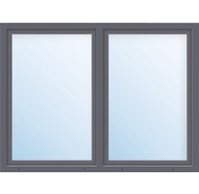 Fenêtre en plastique 2 battants avec montant vertical verre de sécurité trempé ARON Basic blanc/anthracite 1400x1500 mm-thumb-0