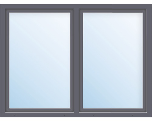 Fenêtre en plastique 2 battants avec montant vertical verre de sécurité trempé ARON Basic blanc/anthracite 1100x1500 mm-0