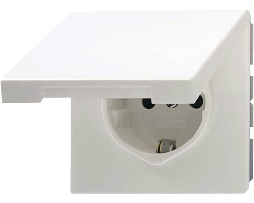 Prise de courant avec couvercle rabattable blanc alpin Jung 520 KIKL WW LS990/LS-Design