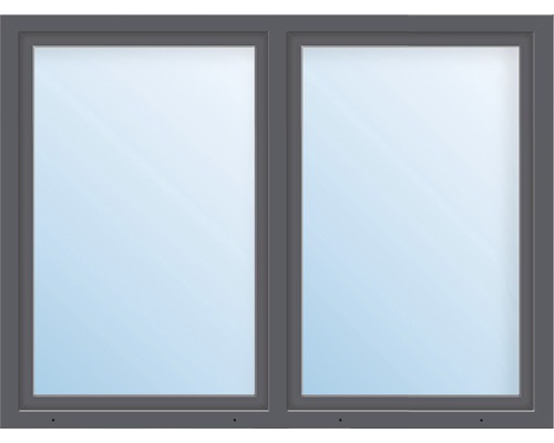 Kunststofffenster 2-flg. mit Stulppfosten ESG ARON Basic weiß/anthrazit 1550x1400 mm