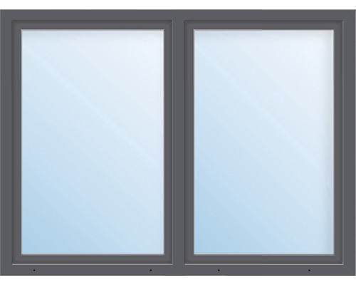 Kunststofffenster 2-flg. mit Stulppfosten ESG ARON Basic weiß/anthrazit 1550x1450 mm