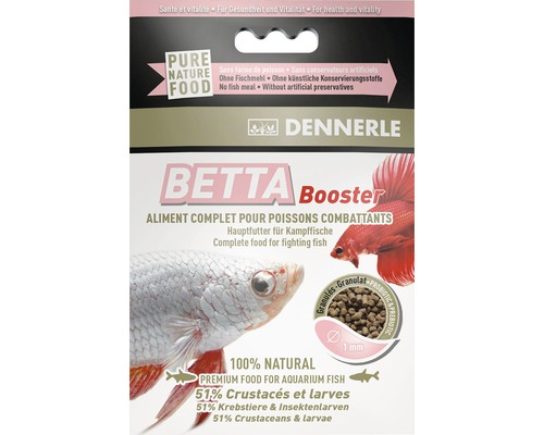 Nourriture pour poissons Dennerle Betta Booster alimentation principale pour combattants avec Color Booster 12 g, 30 ml Dennerle Betta Booster nourriture pour poissons emballage